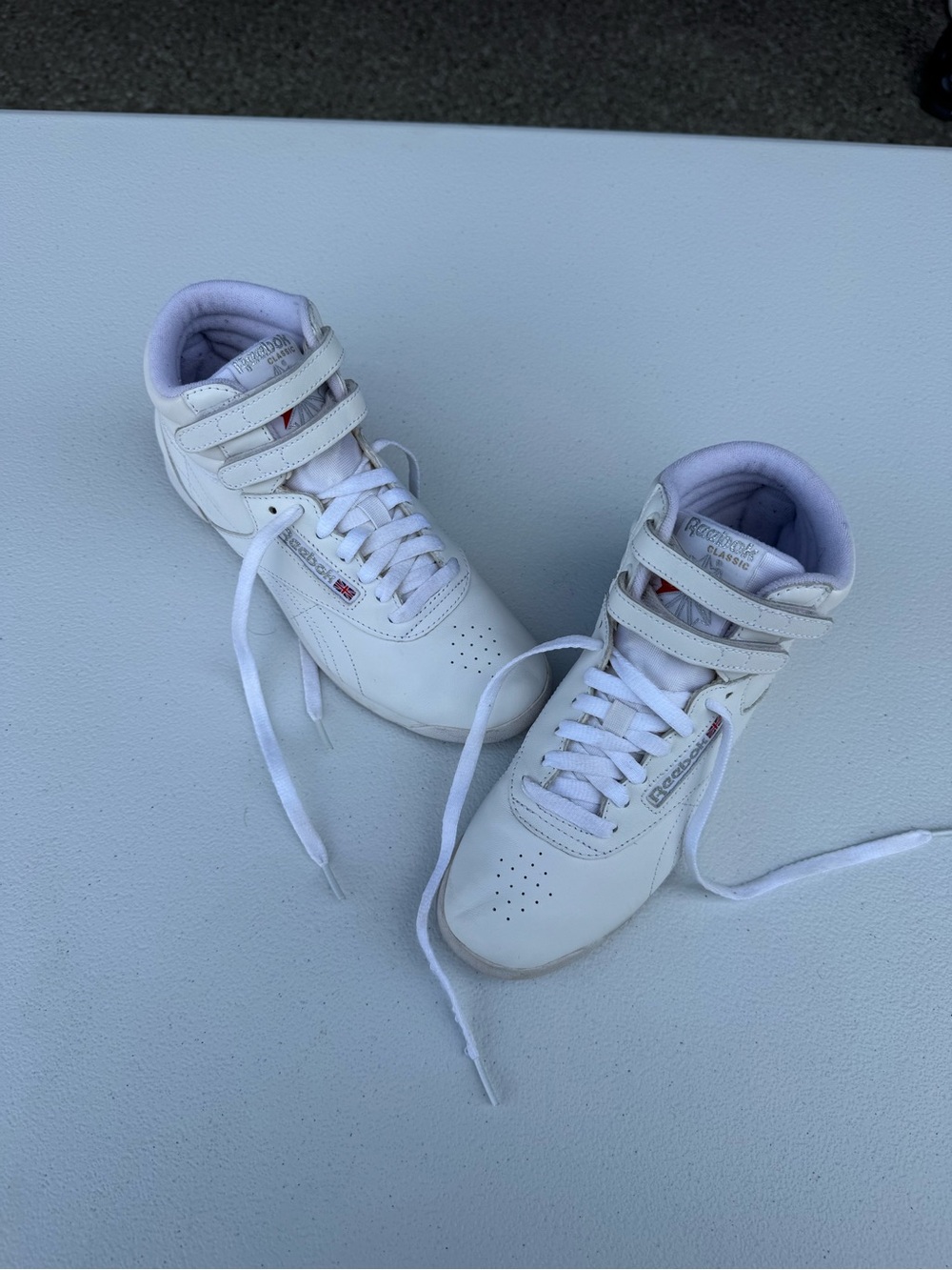 Reebok White Athletic High-Top Sneakers with Light Purple Lining